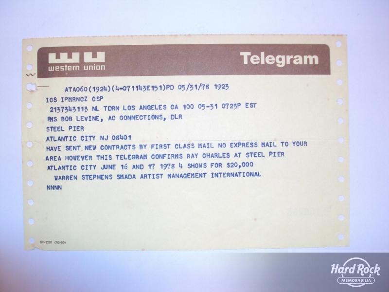 TELEGRAM CONFIRMING SHOWS