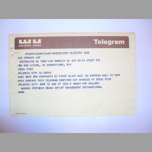 TELEGRAM CONFIRMING SHOWS