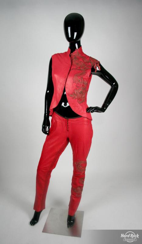 Red Leather Roberto Cavali Outfit