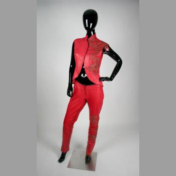 Red Leather Roberto Cavali Outfit