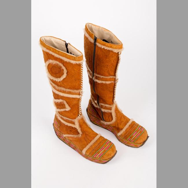 Custom orange suede boots