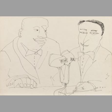 Original drawing of BBC commentators