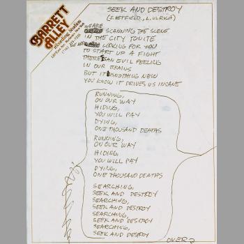 Handwritten Lyrics to “Seek and Destroy”