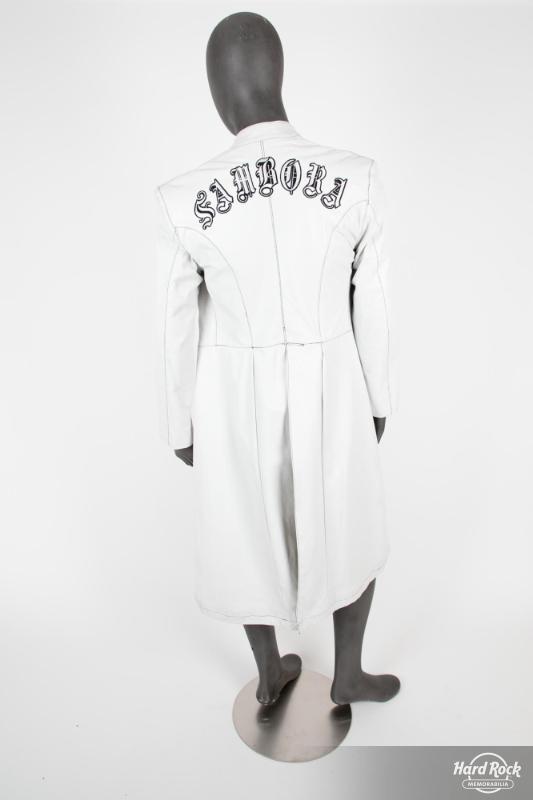Full Length White Leather Stage Jacket