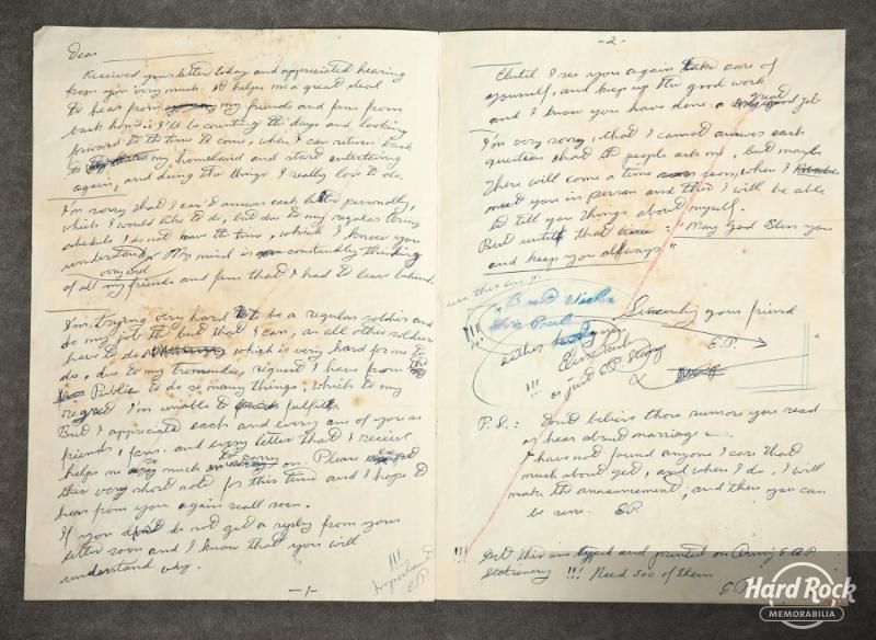 Handwritten draft of a fan club form letter