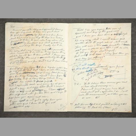 Handwritten draft of a fan club form letter