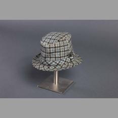 Green, Black And Grey Tweed Plaid Hat