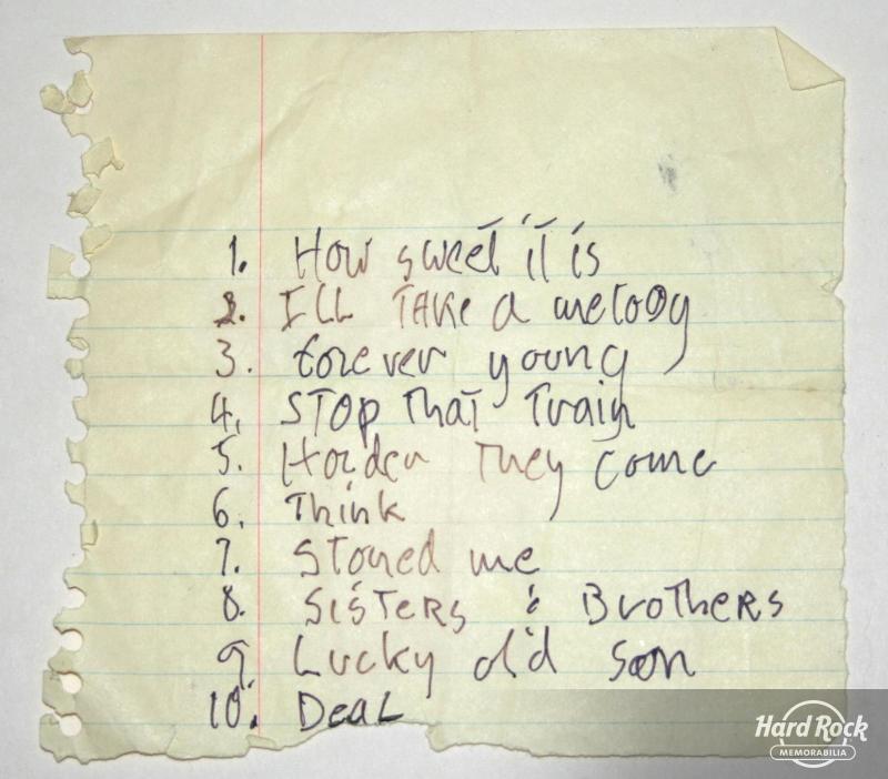 HANDWRITTEN SET LIST