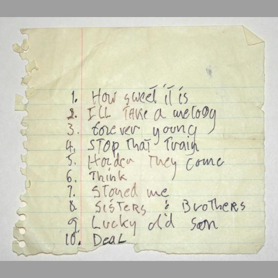 HANDWRITTEN SET LIST