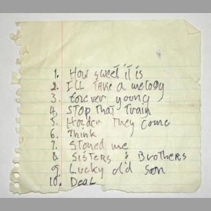 HANDWRITTEN SET LIST